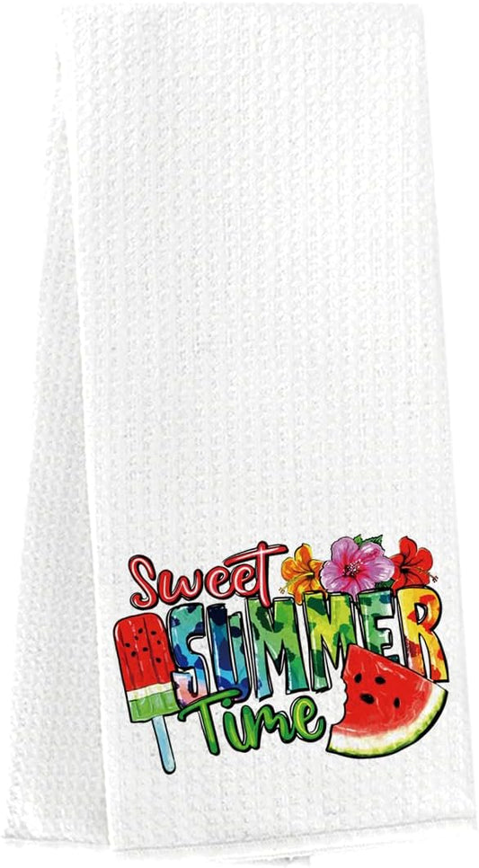 Hello Summer Kitchen Dish Towel Summer Watermelon Lover Gifts Tea Towel for Tea Room Toilet Bathroom Home Kitchen Decor Accessories BST220