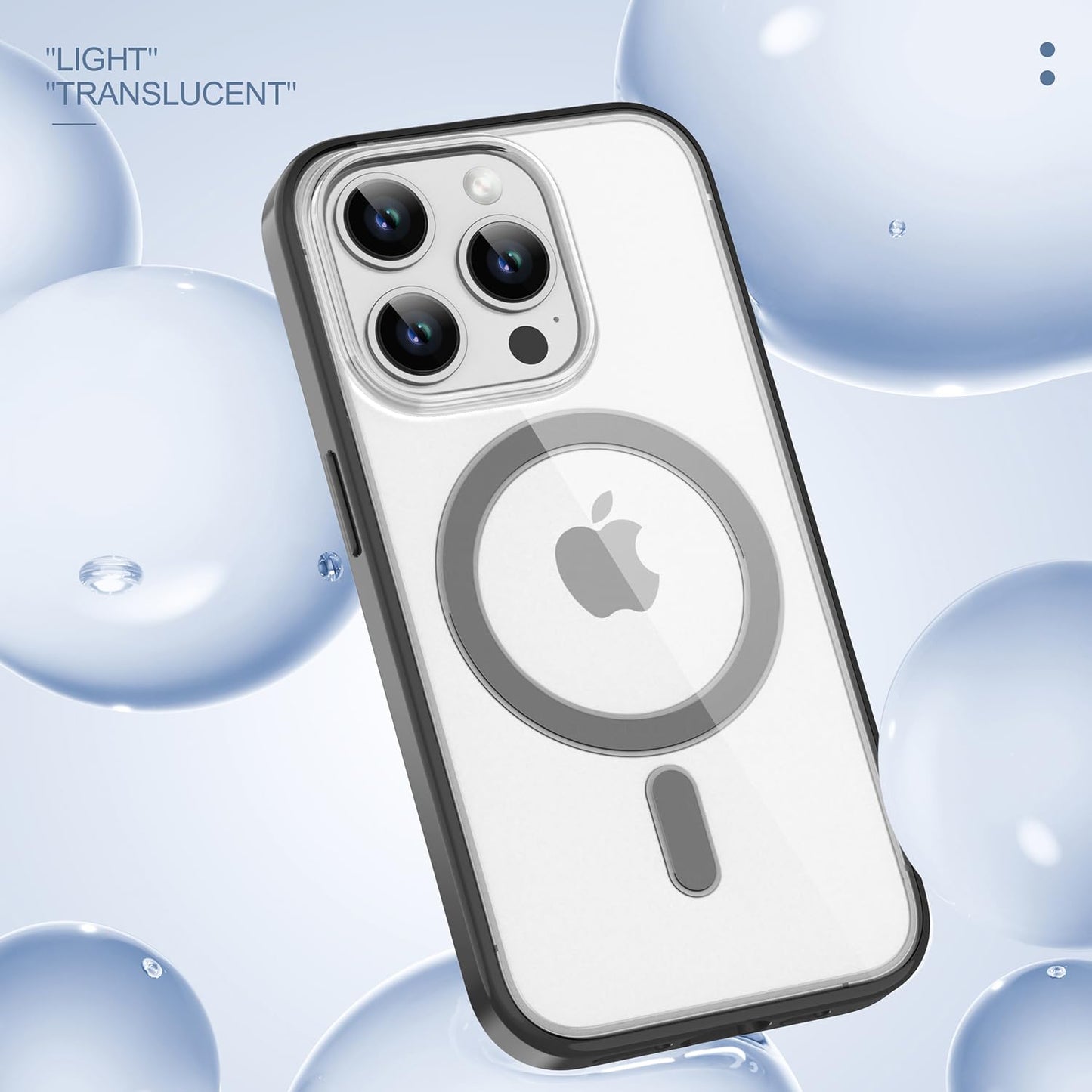 PULOKA for iPhone Case Compatible with Magsafe, Color Bumper & Clear TPU Back Hybrid Shockproof Cover (White, iPhone 16 Pro Max) WN420