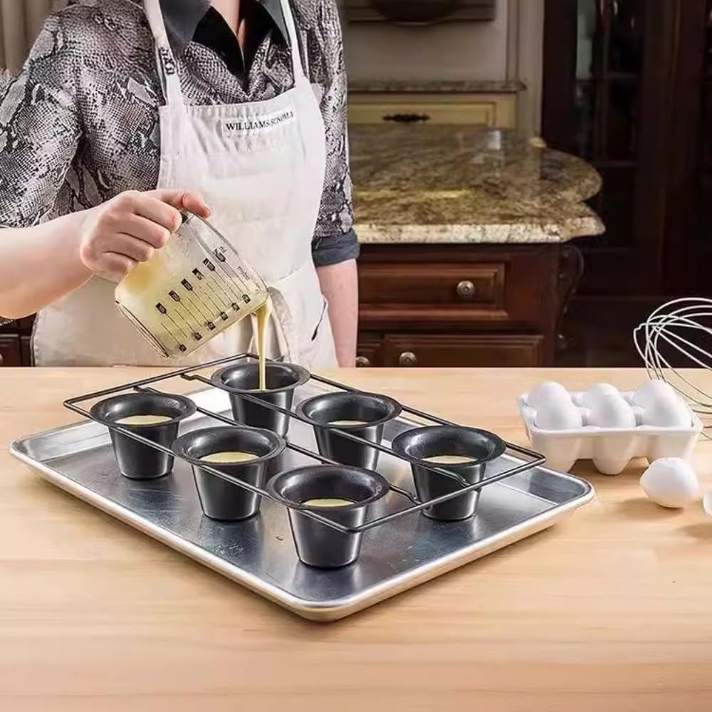 Carbon Steel Non-Stick Baking Mold, 6 Cups,Muffin and Cupcake for Baking with Metal Reinforced Frame WN420