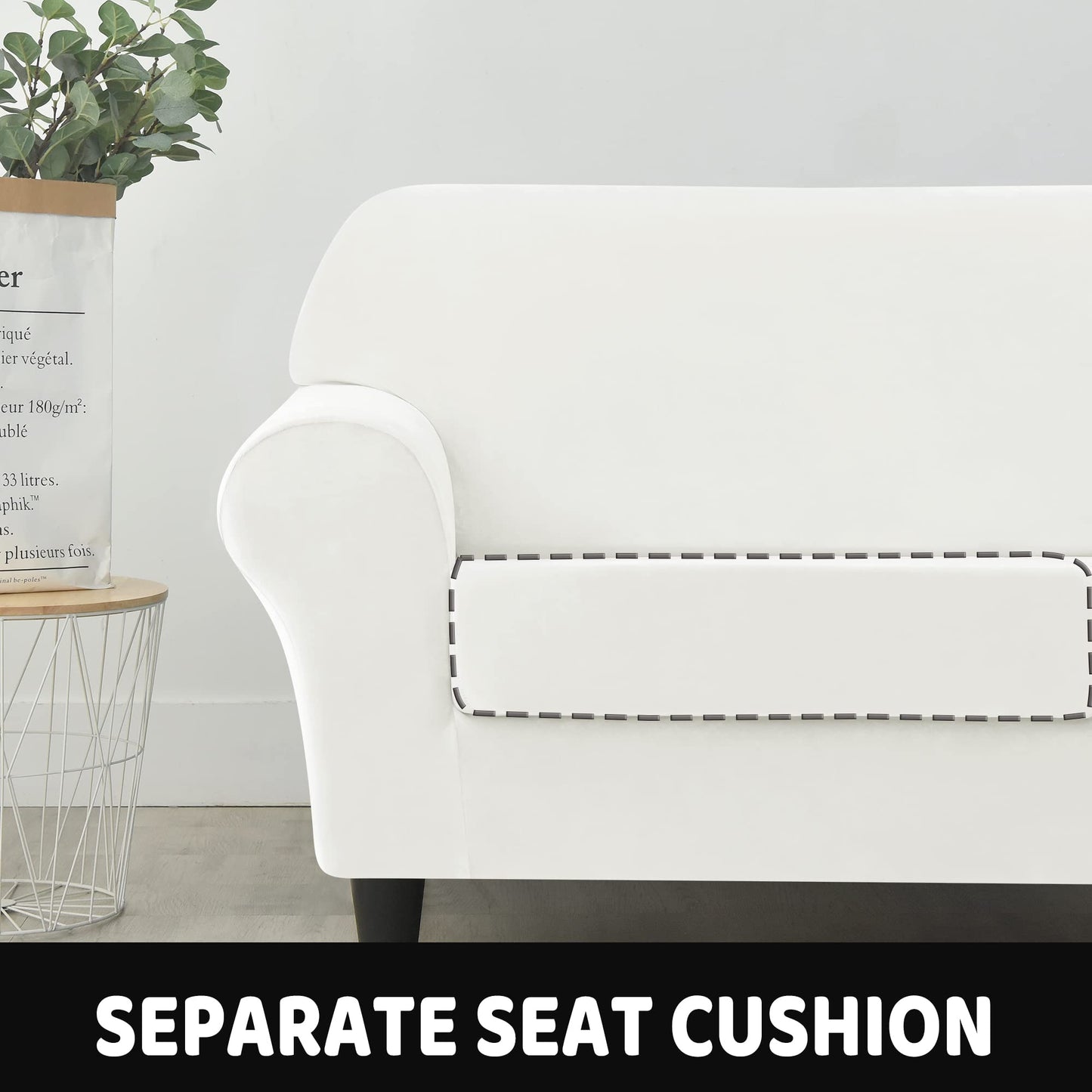 Velvet Loveseat Couch Covers for 2 Cushion Couch Sofa - High Stretch 3 Pieces Washable Furniture Protector with Elastic Bottom for Kids,Pets (Brown, Armchair (1 Cushion)) WN420