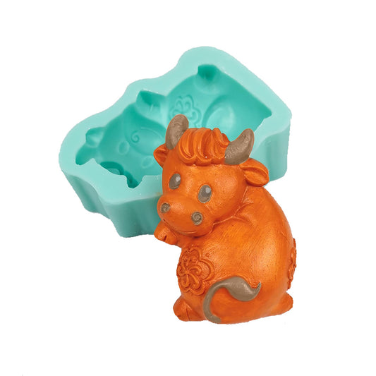 3D Bull Silicone Mold Fondant Cake Baking Mould Chocolate Candy Soap Lotion Bar Polymer Clay Making Craft Supplies BST220