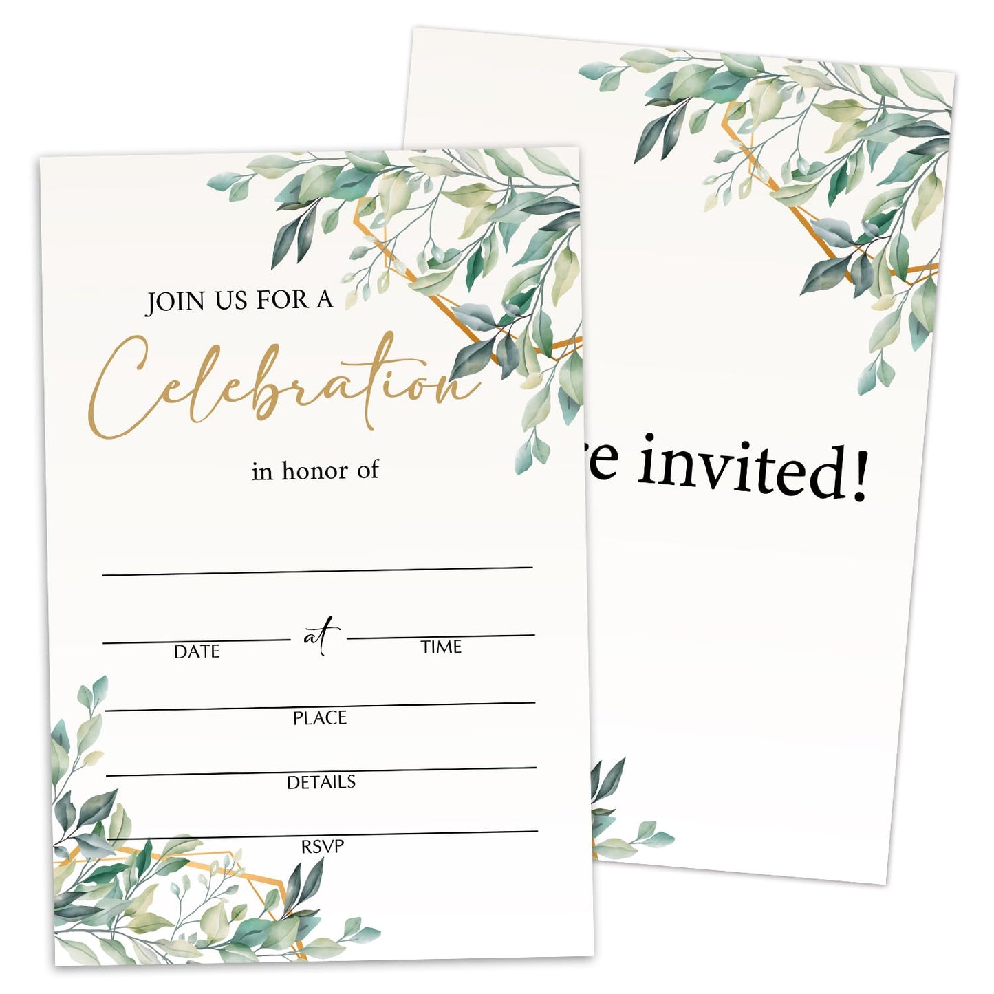50 Years Anniversary Bridal Shower Invitations Cards, Set of 25 Gold Foil Floral Fill in Style 50th Year Wedding Invites Cards with Envelopes for Couples Marriage Party Supplies-T05 WN420