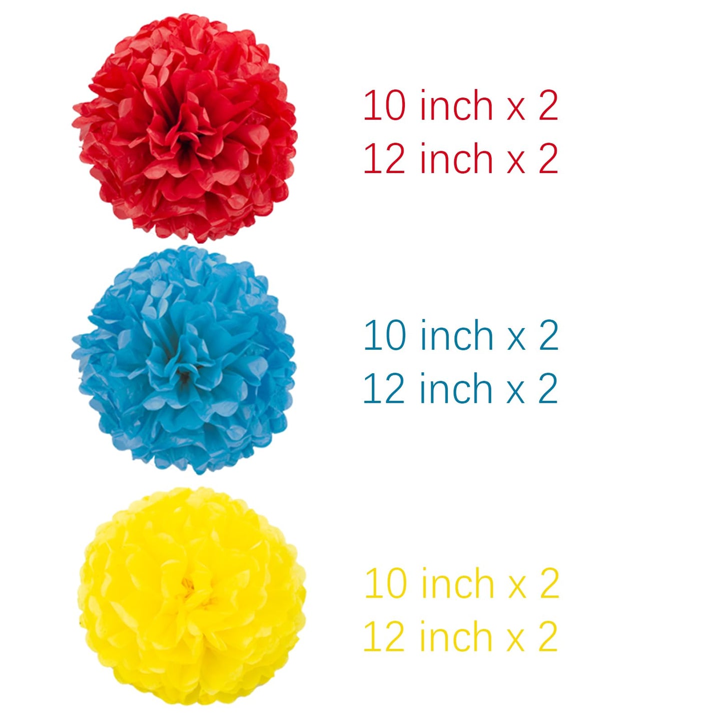 Blue Green and Purple Tissue Pom Poms Paper Kit DIY Decorative Flowers Ball for Birthday Party Wedding Hanging Decorations Pack of 12 10in12in BST220