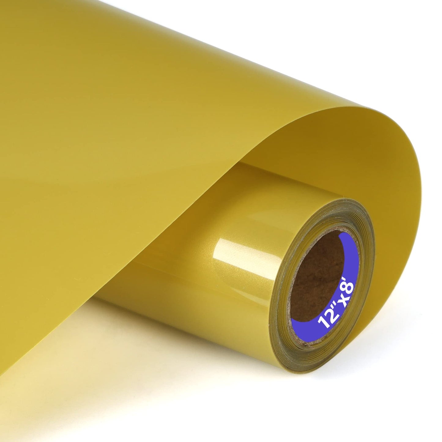 Golden Heat Transfer Vinyl Rolls 12 Inch by 12feet Roll HTV Iron on Vinyl DIY for T-Shirt Easy to Cut & Weed for Heat Vinyl Design Glossy (12Ft, Golden) WN420