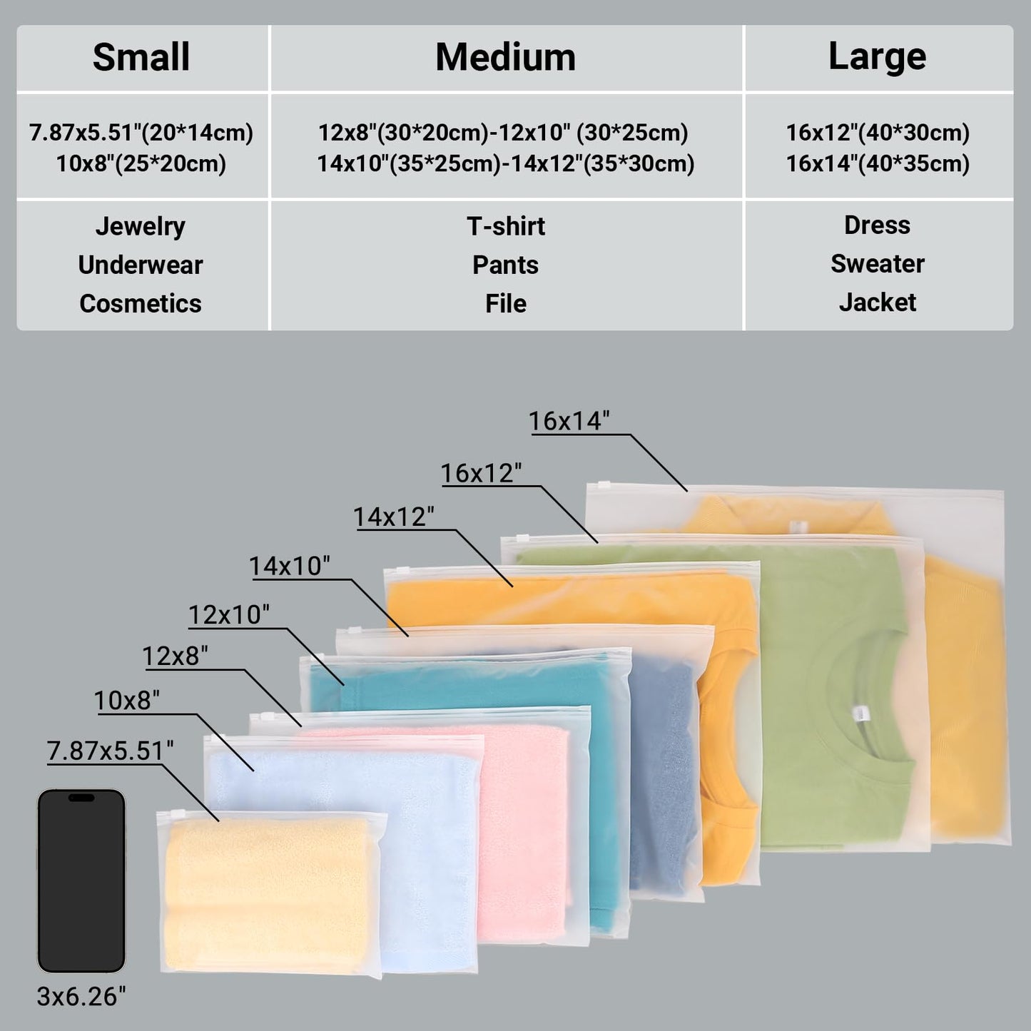Clear Swimsuit Storage Bags, Clear Shirt Packaging Bags for Bikini, Swimwear, Bathing Suit Storage, 12x8 inch, Pack of 50, Waterproof, 3 Mil BST220
