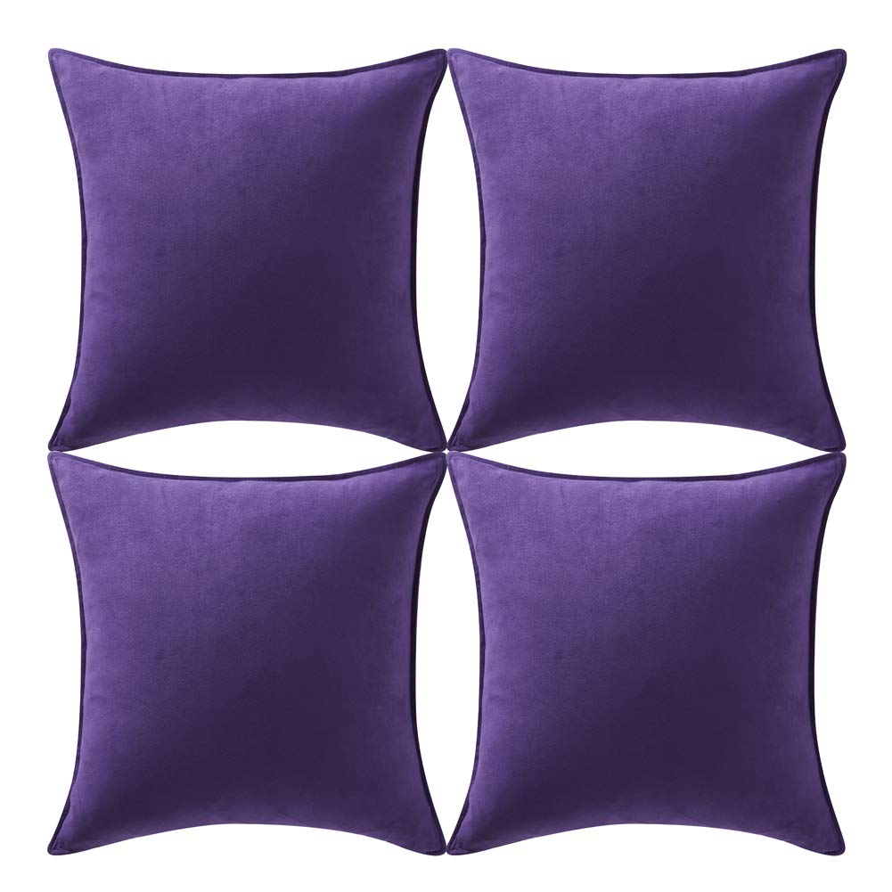 Fancy Homi 4 Packs Olive Green Decorative Throw Pillow Covers 18x18 inch, Super Soft Faux Suede Decor Square Pillow Covers 45x45 cm, Solid Cushion Cover for Couch Living Room Sofa Bedroom BST220