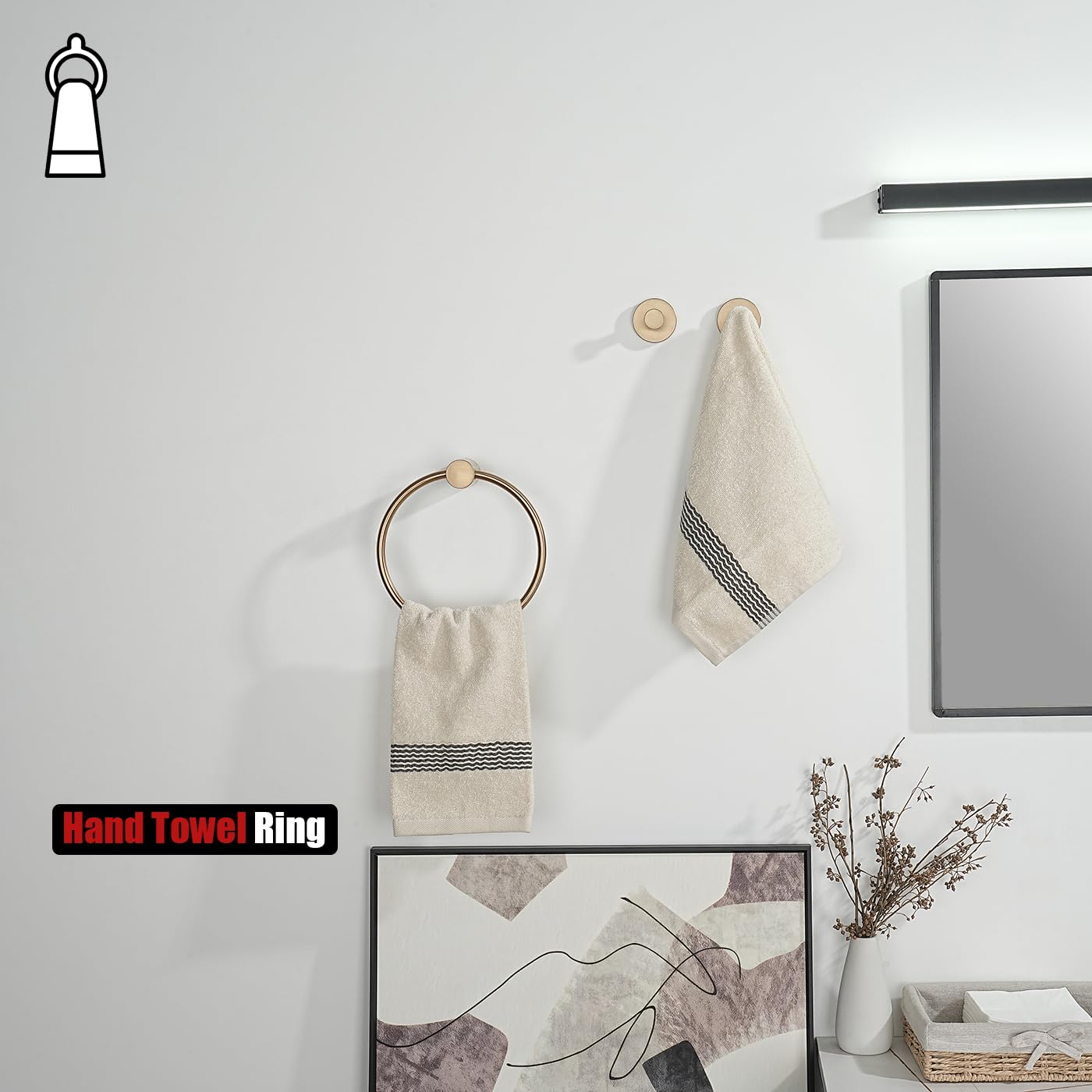 JQK Black Towel Ring, 304 Stainless Steel Matte Black Hand Towel Holder for Bathroom, Wall Mount, TR630-PB BST220