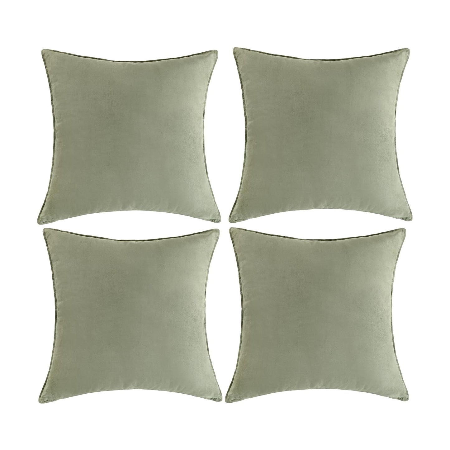 Fancy Homi 4 Packs Olive Green Decorative Throw Pillow Covers 18x18 inch, Super Soft Faux Suede Decor Square Pillow Covers 45x45 cm, Solid Cushion Cover for Couch Living Room Sofa Bedroom BST220