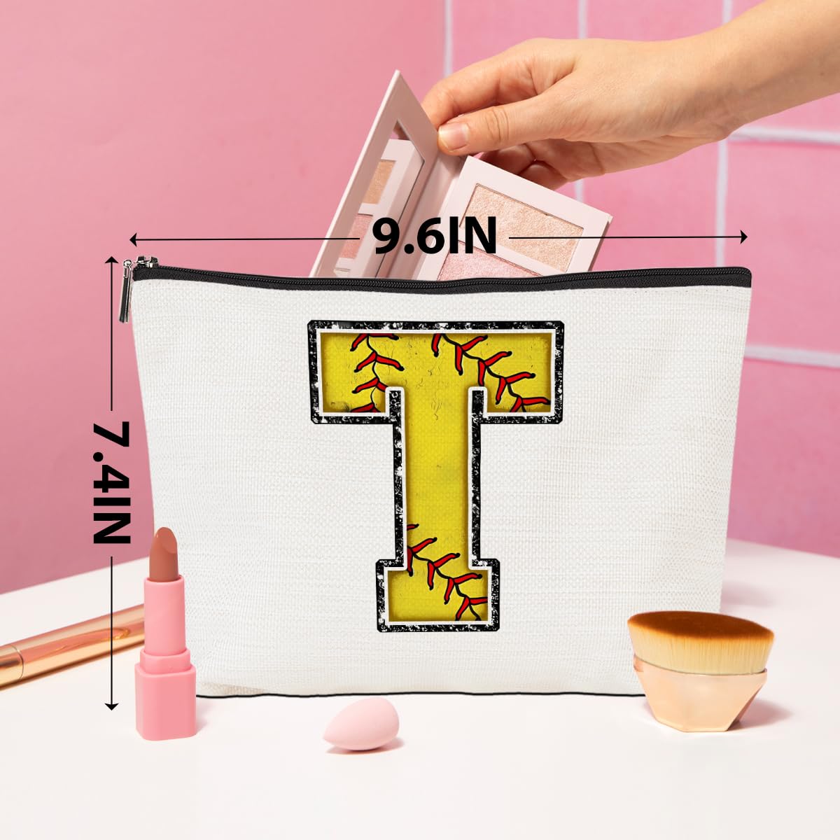 Soccer Gifts Initial Makeup Bag Soccer Girl Gifts Cosmetic Bag Letter D | Monogrammed Zipper Pouch Soccer Accessories for Girls Women Player Coaches Friend Graduation Birthday Gifts BST202