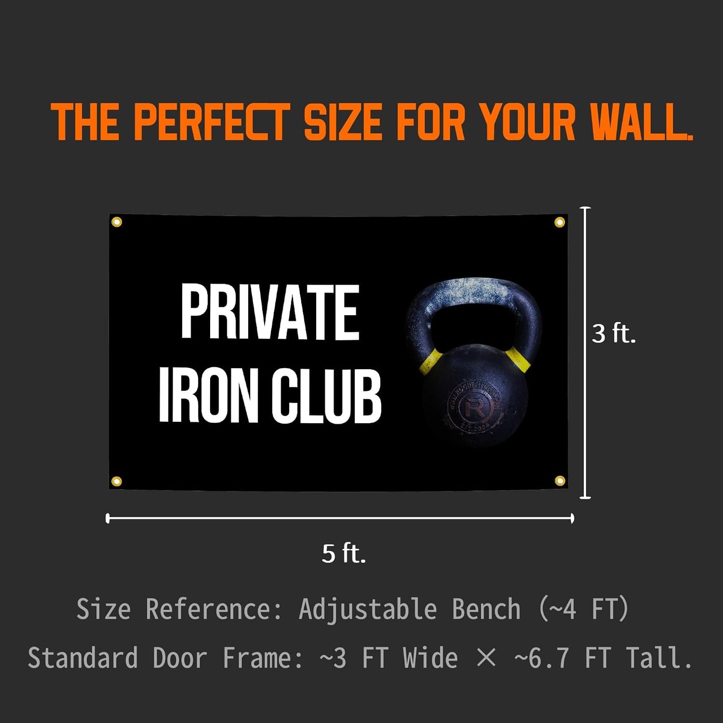 Lyeedoom Private Iron Club Motivational Gym Banner 5x3FT | Inspirational Fitness Wall Art, For Home Gym Garage Office Dorm Room, Exercise Encouragement Tapestry, Positive Quotes BST202