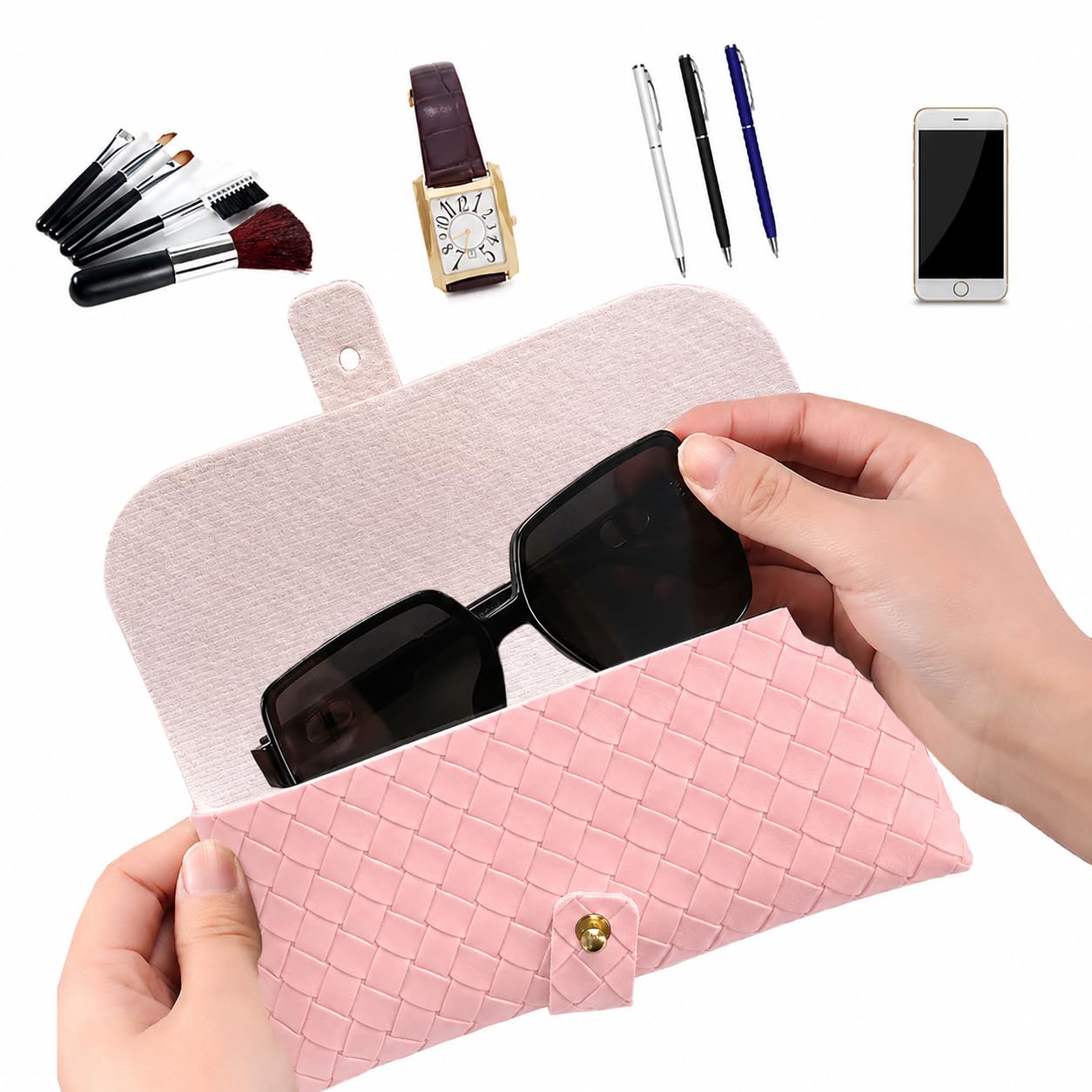 Glasses storage bag Travel sunglasses myopia glasses storage bag Fashion leather storage bag WN420