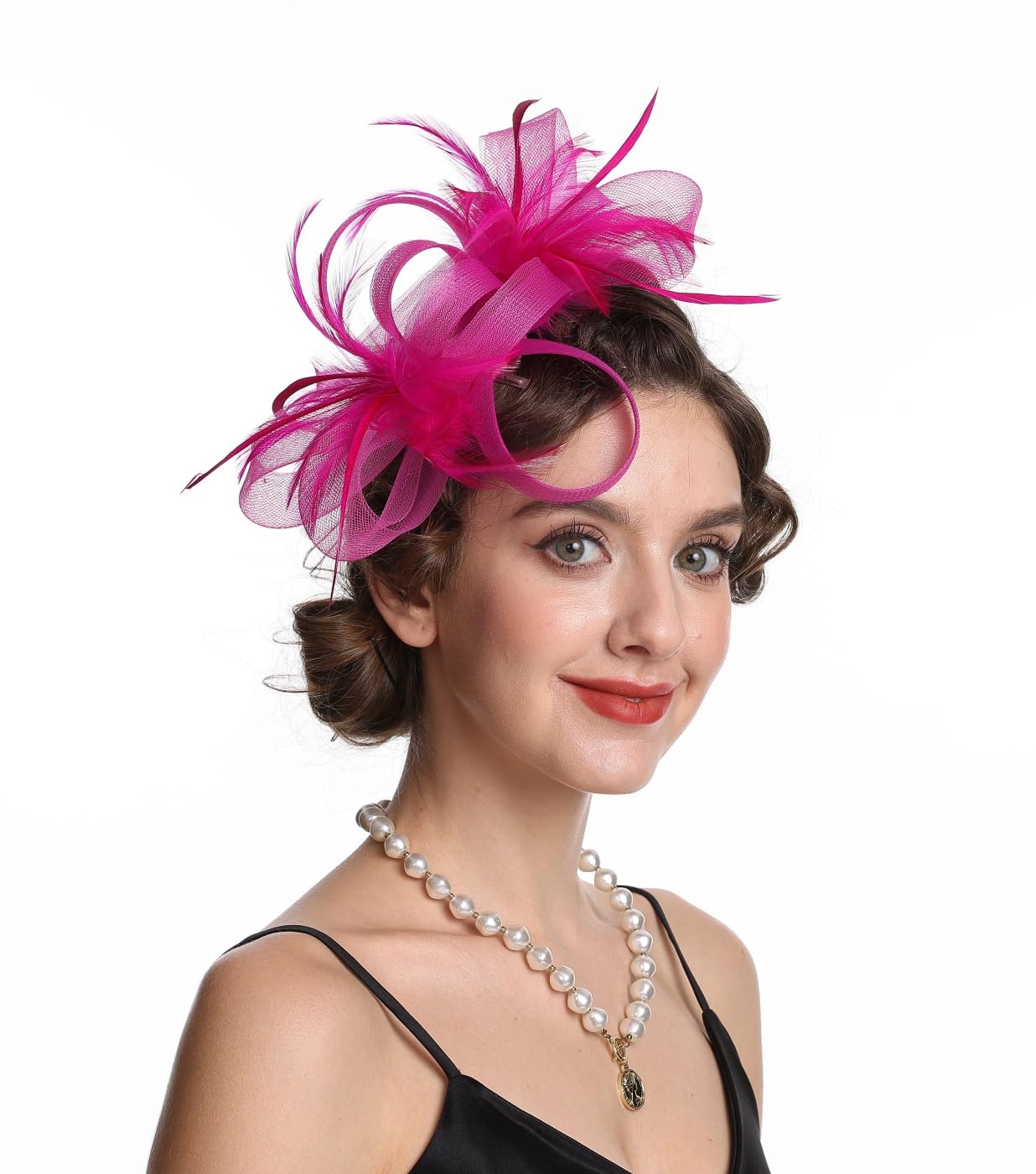 SAFERIN Fascinators Hat Flower Mesh Ribbons Feathers on a Headband and a Clip Tea Party Headwear for Girls and Women WN420