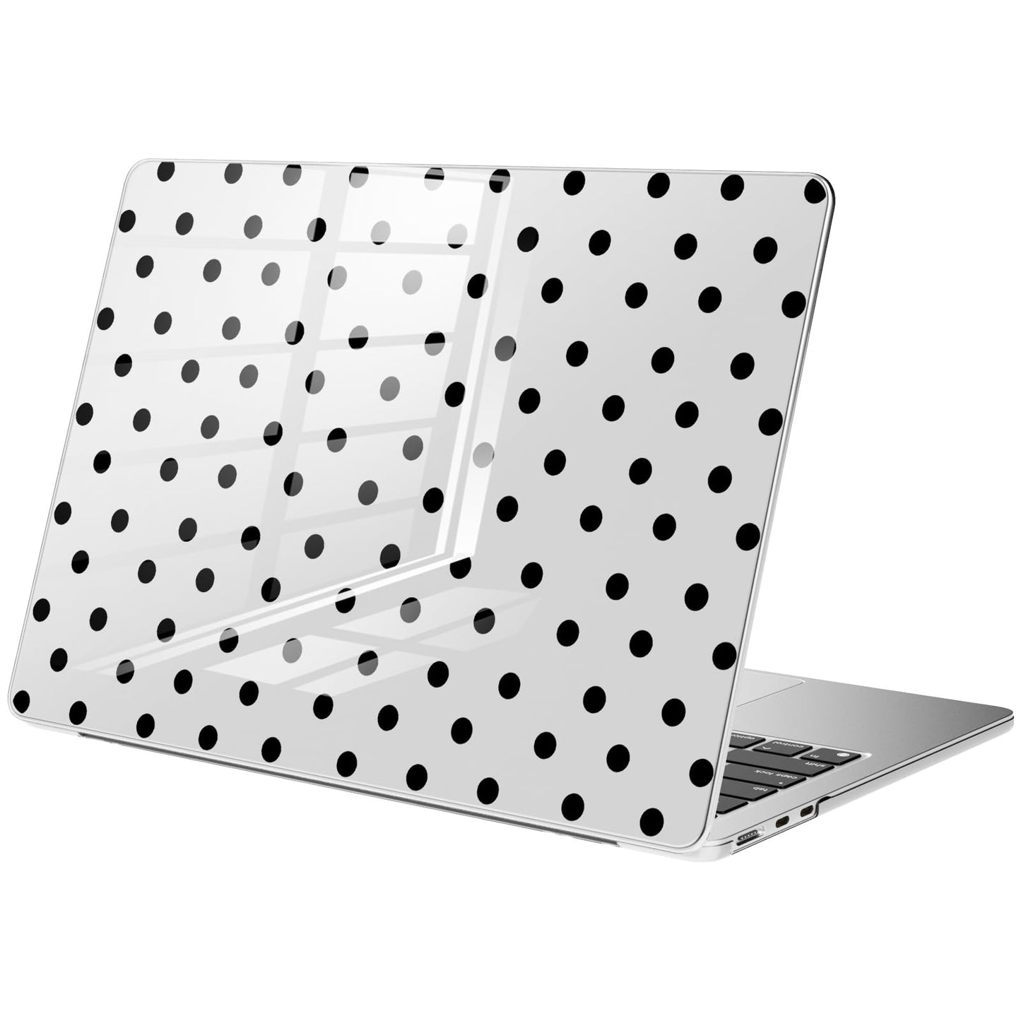 Compatible with MacBook Air 15 inch Case M5 M4 M3 M2 2026-2023 Release A3448 A3241 A3114 A2941, Cute White Polka Dot Protective Hard Shell Clear Black Cover for Mac Air 15.3 inch WN420