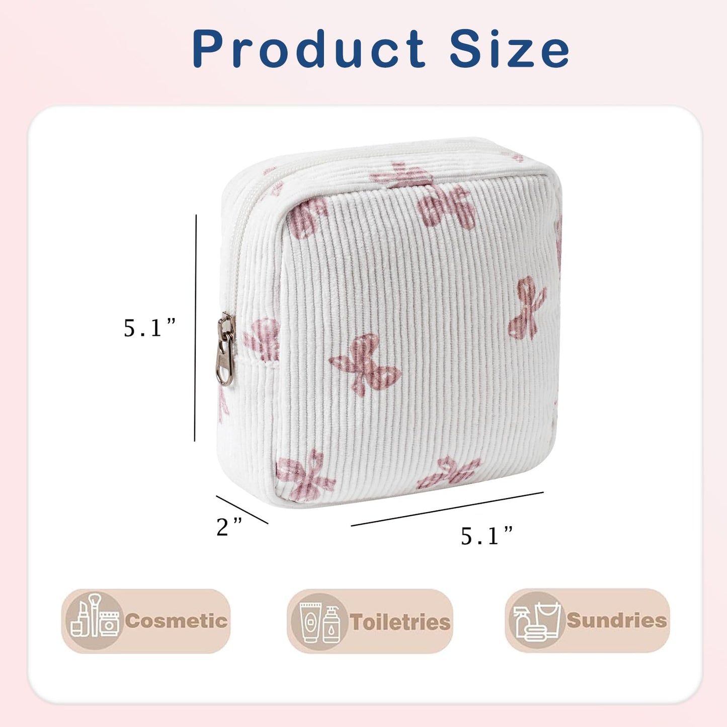 uekeboag Cute Small Corduroy Zipper Makeup Bag, Mini Coquette Aesthetic Pouch with Bear Pattern for for Purse,Key Pocket Lipstick Bag Card Holder Data Cable Organizer (12Hot Pink) BST220