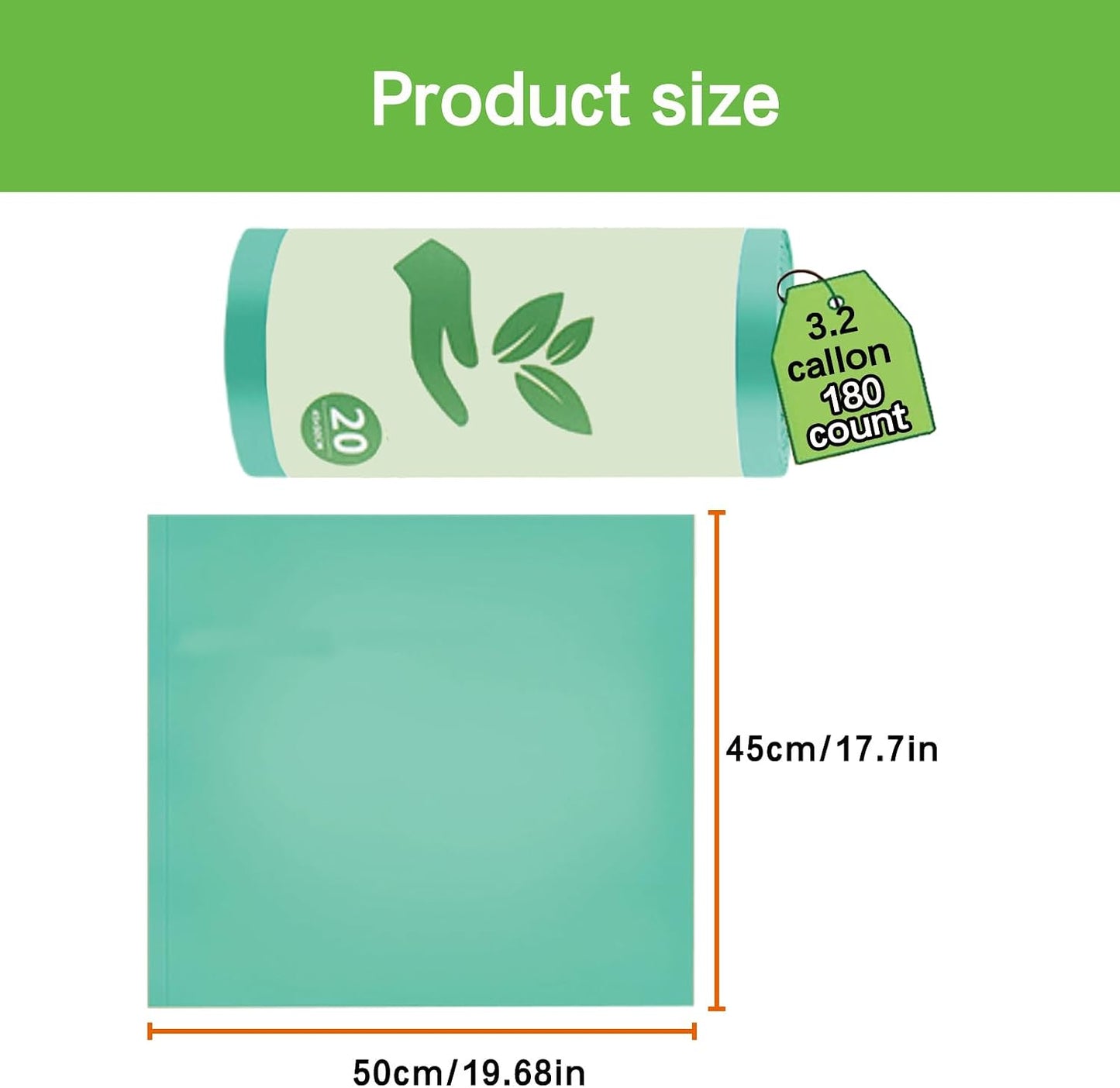 180 Count Compostable Liner Bags 3.2 Gallon Compostable Waste Bags Kitchen Trash Bags Extra Thick Kitchen Small Compost Bags for Countertop Bin 12 Liter WN420