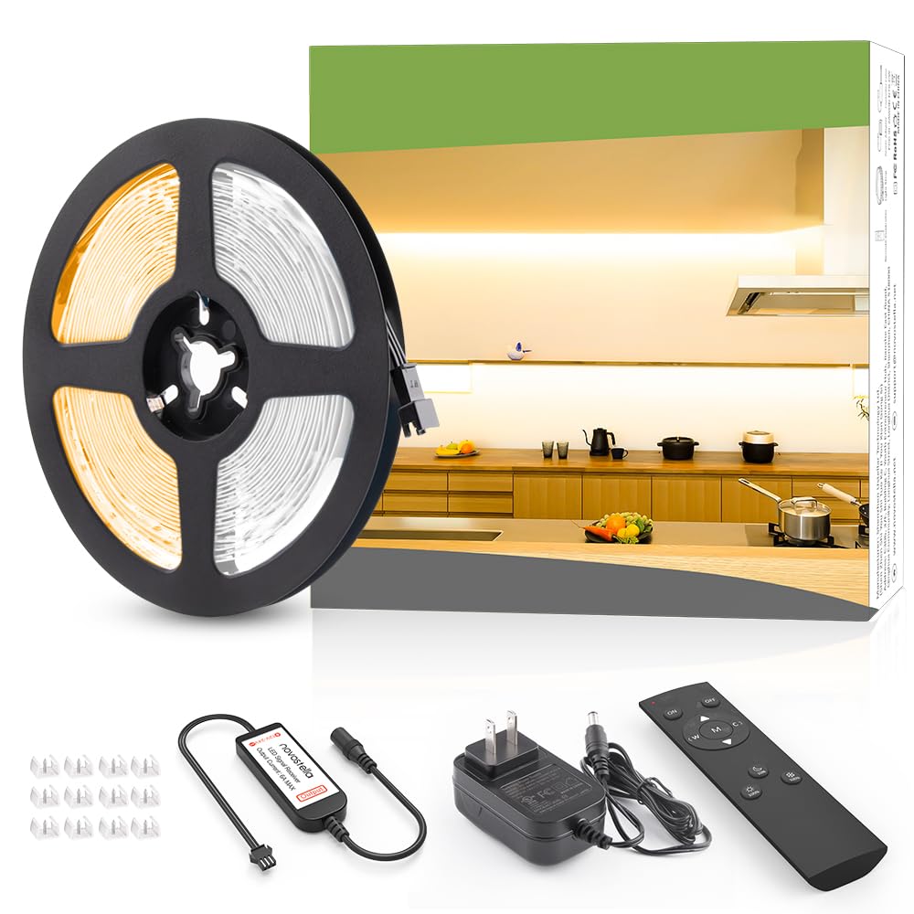 NOVOSTELLA 20ft Tunable White LED Strip Light kit Dimmable 3000K-6500K 24V LED Tape Light with Remote Flexible Rope LED Ribbon for Bedroom Home Lighting Mirror Kitchen Bar Cabinet Daylight Warm White