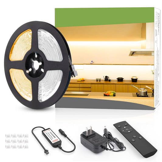NOVOSTELLA 20ft Tunable White LED Strip Light kit Dimmable 3000K-6500K 24V LED Tape Light with Remote Flexible Rope LED Ribbon for Bedroom Home Lighting Mirror Kitchen Bar Cabinet Daylight Warm White