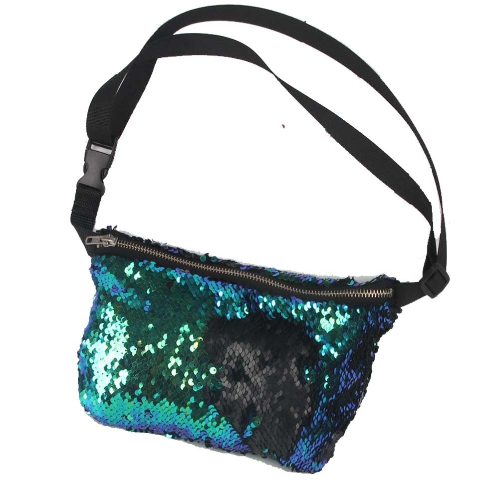YEKEYI Reversible Mermaid Sparkling Sequins Glitter Belt Waist Bag Handbag Wallet Purse Case Cosmetic Makeup Bag Waist BST220