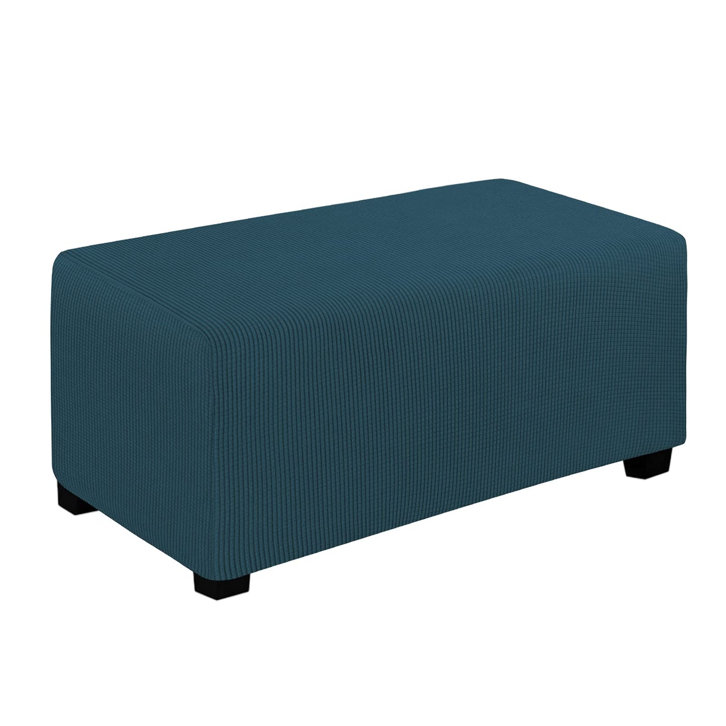 Easy-Going Stretch Square Ottoman Cover 15x15x15inch Dark Blue | Folding Storage Footstool cover Furniture Protector Soft Rectangle slipcover with Elastic Bottom BST202
