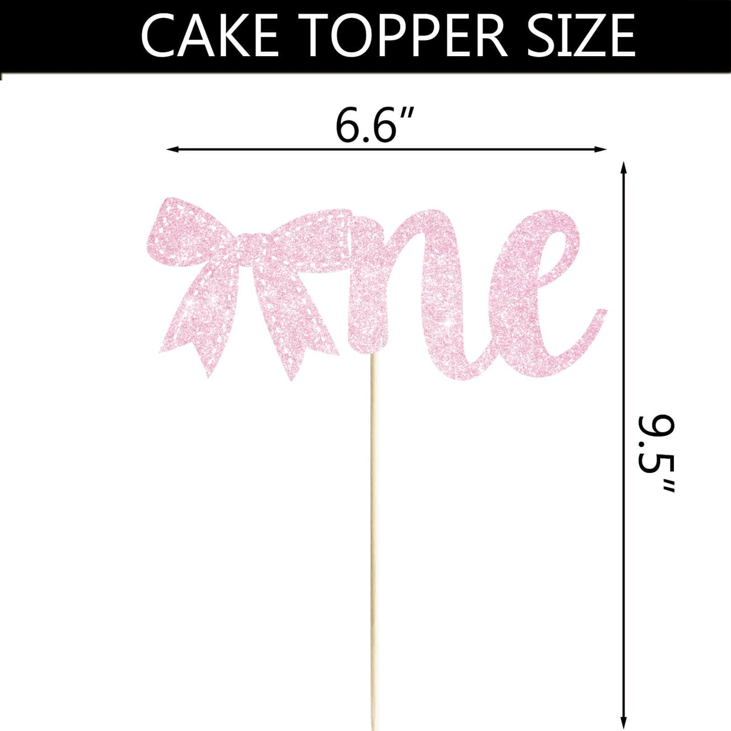 Bow 1st Birthday Cake Topper Black Glitter Bow Tie One Cake Topper Coquette One Cake Decorations for Girls Women Princess Baby Shower One Year Old Birthday Party Photo Smash Props BST220