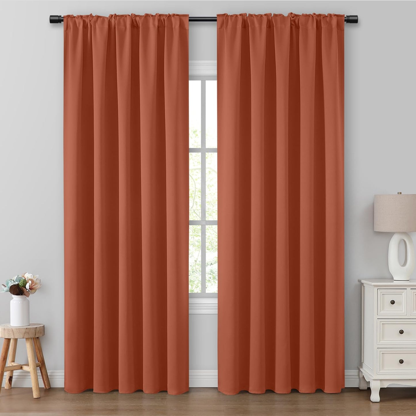 HOMEIDEAS Blackout Curtains, 2 Pages Grey Gray Room Darkening Bedroom Pinch Pleated Curtains Thermal Insulated Back Tab Rod Pocket Drapes for Bedroom, W52 x L63 BST326H