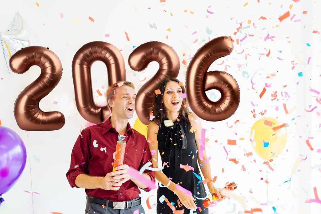 Light Brown 2026 Number Balloon, Light Brown Number Balloons 40 Inch, 2026 Balloon Birthday Decorations, 2026 Birthday Party Supplies, 2026 Graduation Party Favors, Class of 2026 Decorations BST326L