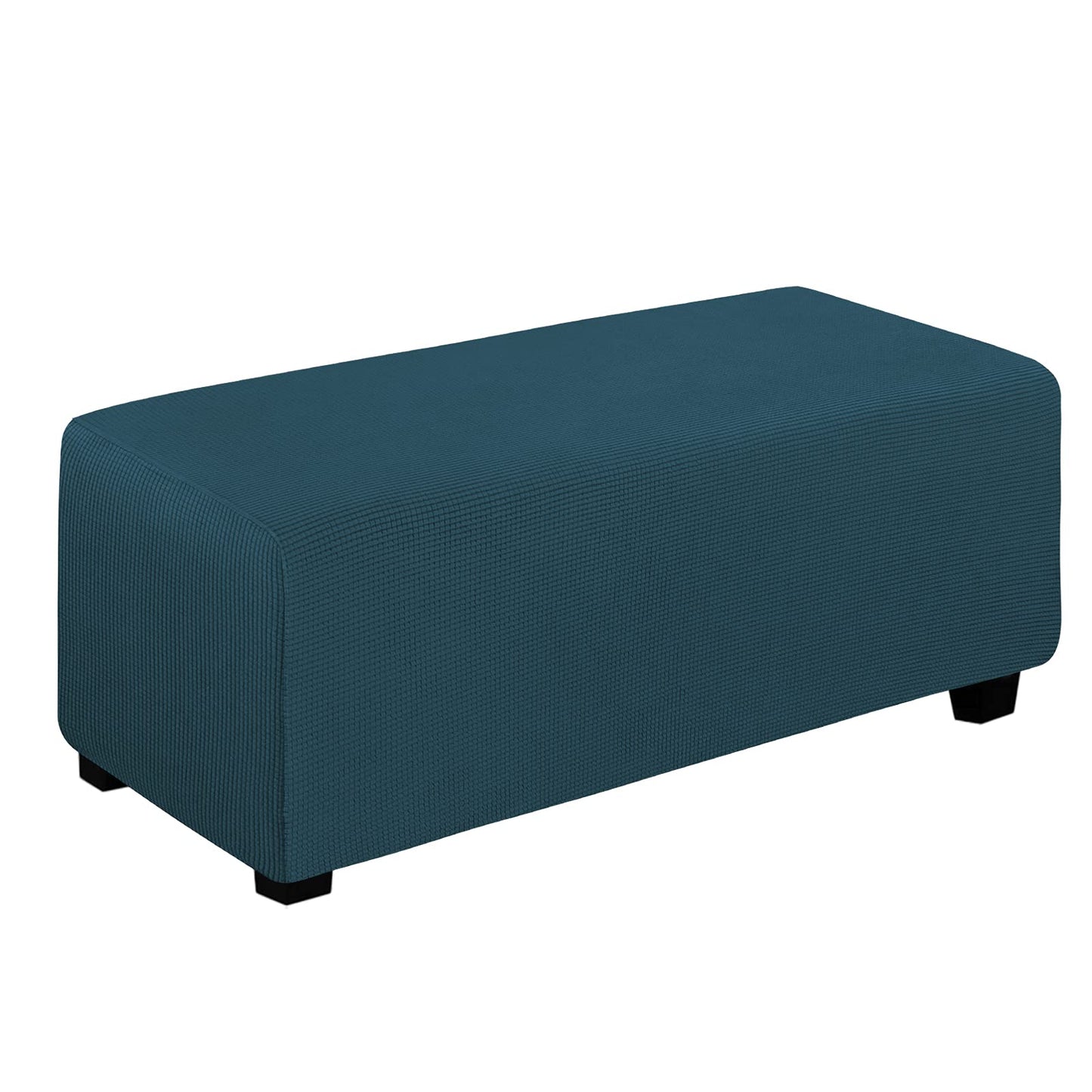 Easy-Going Stretch Square Ottoman Cover 15x15x15inch Dark Blue | Folding Storage Footstool cover Furniture Protector Soft Rectangle slipcover with Elastic Bottom BST202