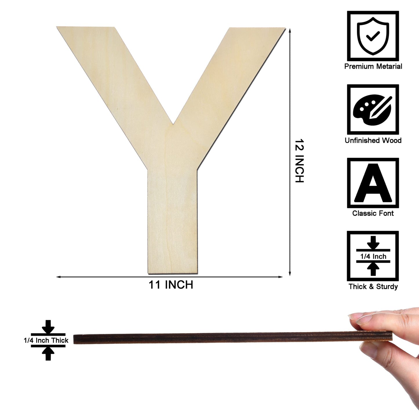 12 Inch Wooden Letter X, 1/4 Inch Thick Large Unfinished Wood Letter for Home Wall Decor, DIY Crafts BST220