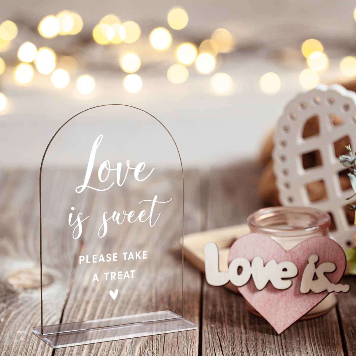 Acrylic Wedding Signs, Bridal Shower Decorations, Modern Arched Round Top Acrylic Table Top Sign with Holder for Wedding Reception Party Dinner - Can't Wait to See What Develops (Clear) BST326L