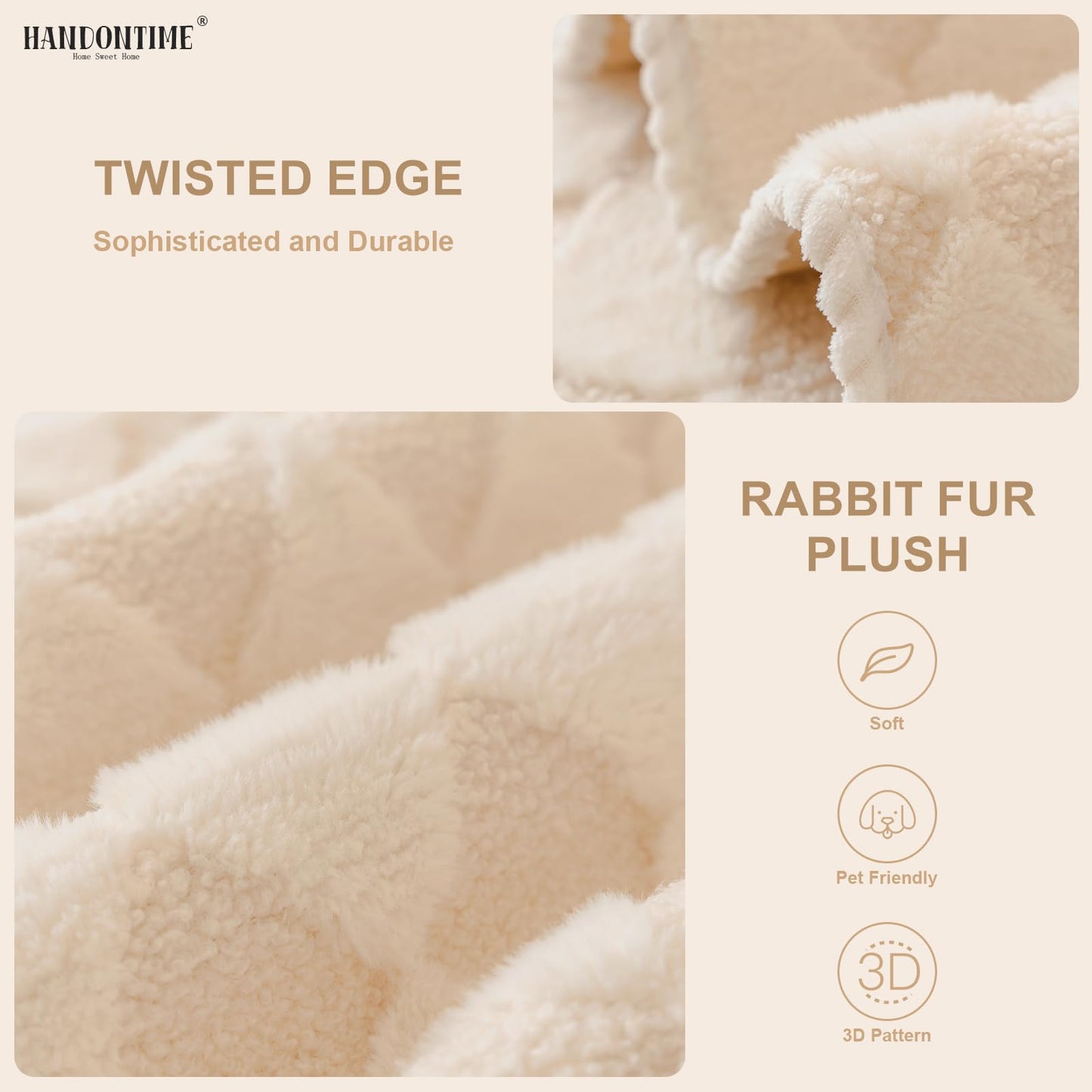HANDONTIME Fuzzy Dog Couch Cover Washable, Pet-Friendly Sofa Covers Non-Slip Geometric Jacquard Pet Protector Furniture Cover for 3 Cushion Sofa Cozy Fuzzy Dog Mat for Couch (Grey, 35.4" x 70.9") BST202
