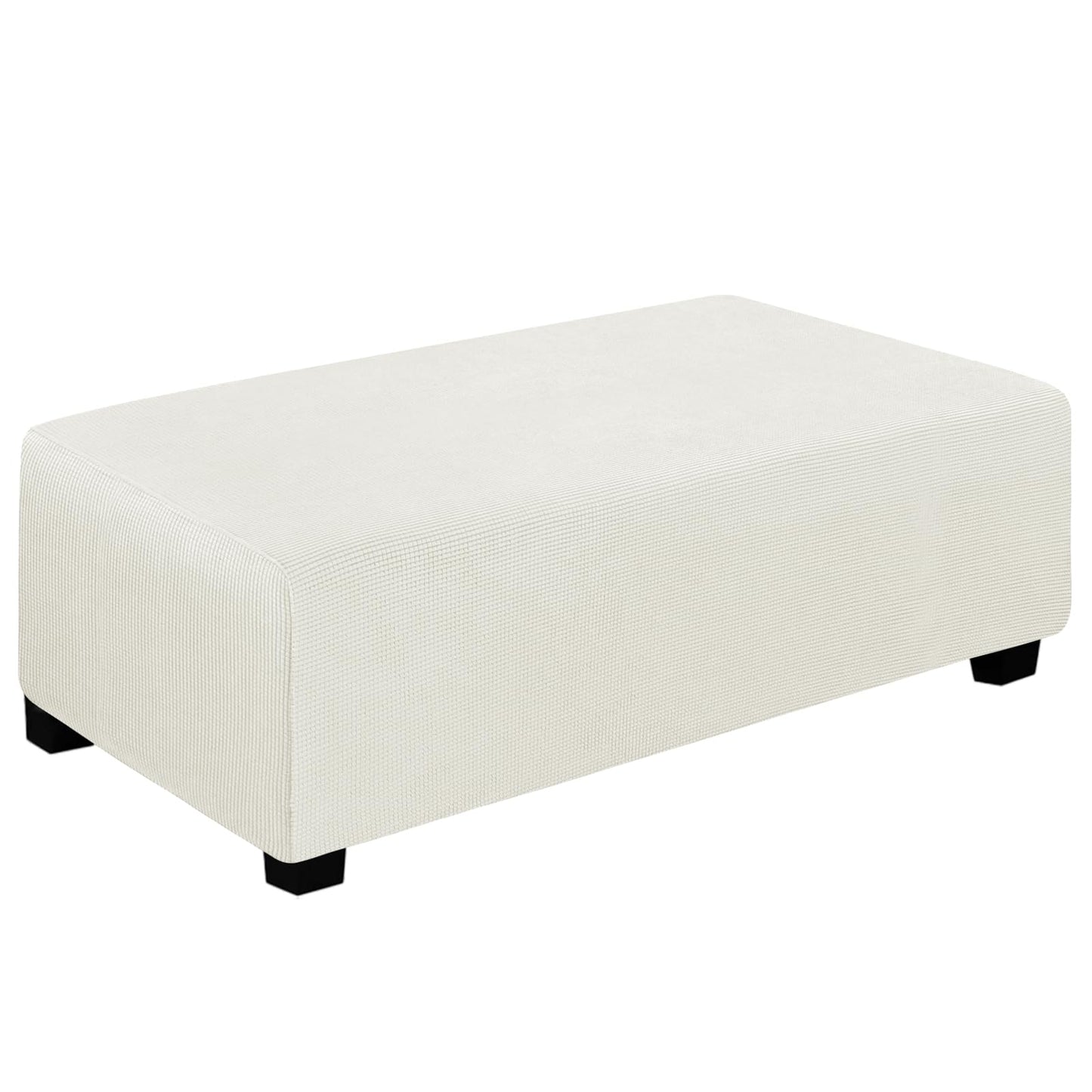 Easy-Going Stretch Square Ottoman Cover 15x15x15inch Dark Blue | Folding Storage Footstool cover Furniture Protector Soft Rectangle slipcover with Elastic Bottom BST202