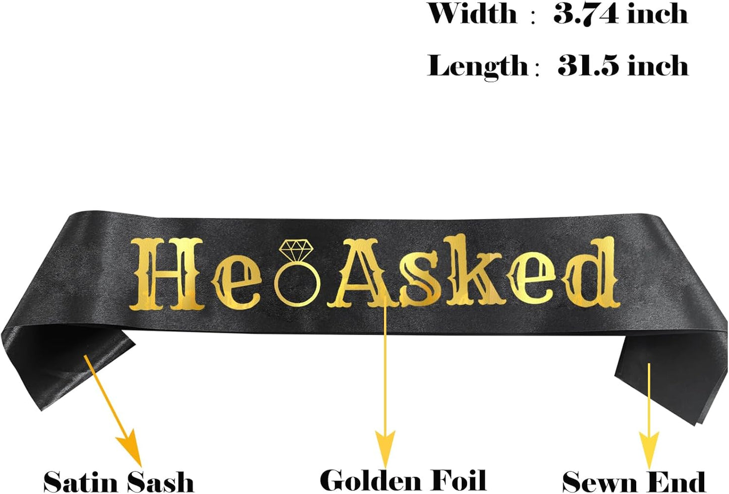 2 Pcs He Asked & She Said Yes Engagement Proposal Party Sashes Kit, Funny Bride to Be and Groom to Be Sash for Bachelorette Bridal Shower Wedding Party, Future Mrs Sash and Lucky Mr BST220