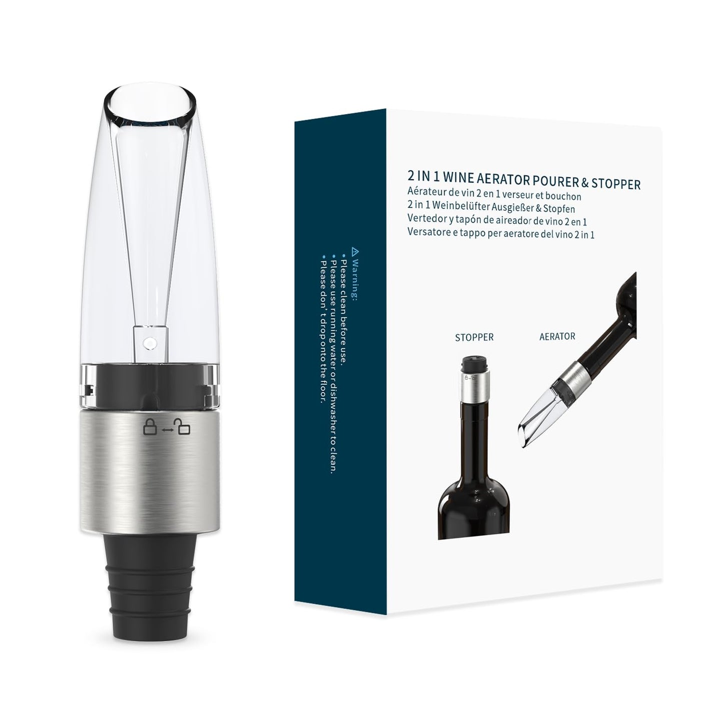 KITCHENDAO Detachable Wine Aerator Pourer - BPA Free Tritan Premium Wine Air Aerator Decanter Spout Dispenser - No Drip or Spill - Improve Taste and Bouquet Instantly - Dishwasher Safe BST220