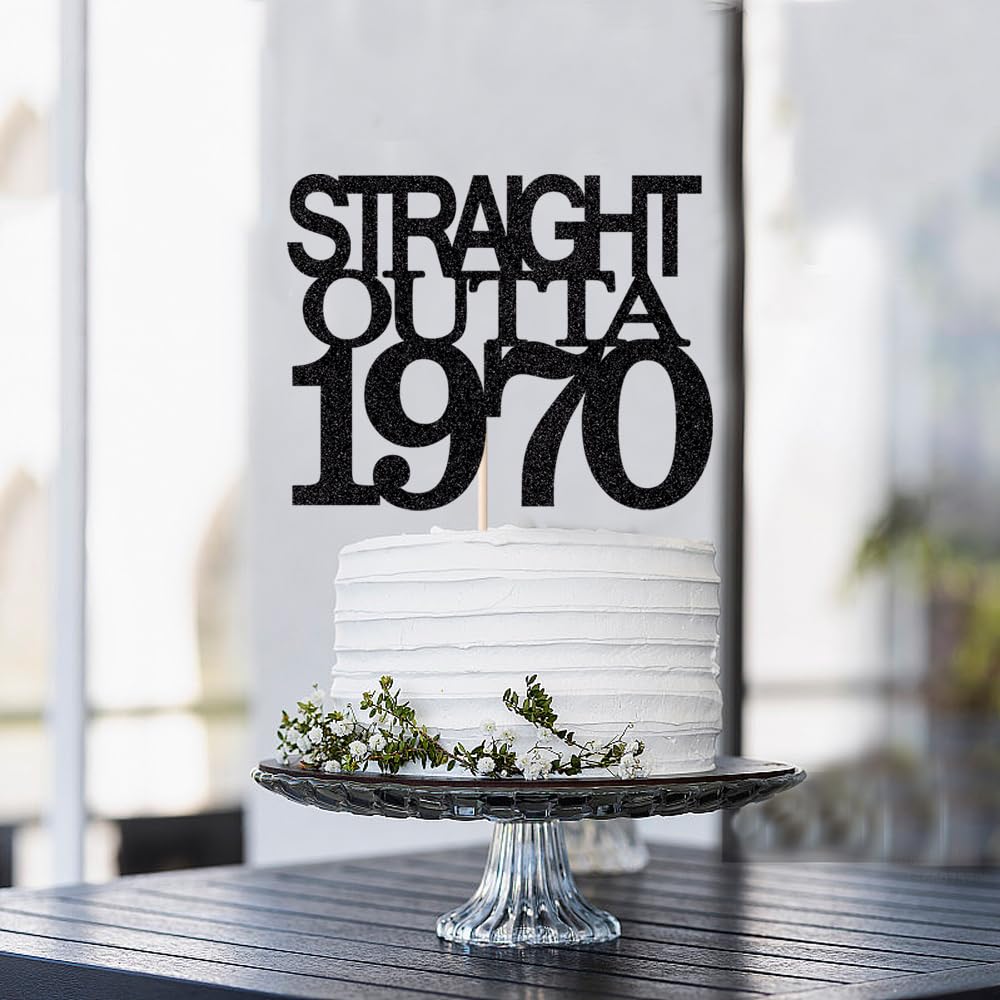 Black Glitter Straight Outta 1961 Cake Topper,Hello 65,Funny 65th | Birthday Cake Topper,65 Fabulous,Cheer to 65 Years,Men and Women 65th Birthday/Wedding/Anniversary Party Decorations BST202