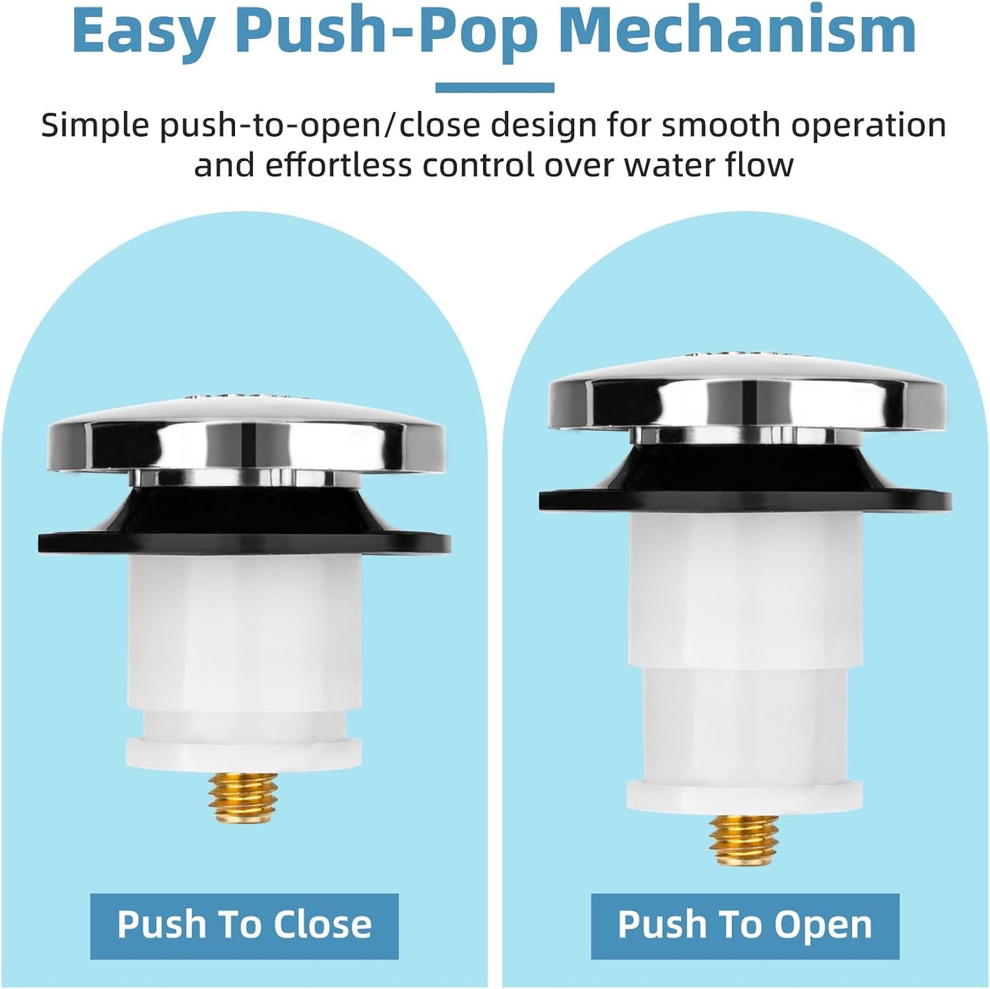 Pop Up Bathtub Drain Stopper Compatible with Kohler Bath Tub | 1068204 Cartridge Assembly Drain Plug Replacement Parts for Kohler K-7272, K-7271, K-7259 & K-7265 Bathtub Faucet BST326H