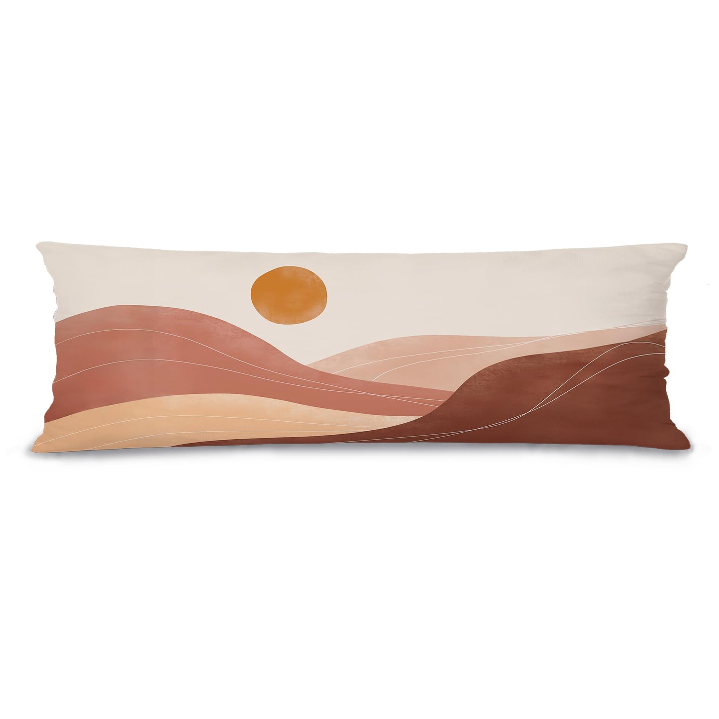 Boho Sun Sunshine 21x54 Body Pillow Cover Case, Modern Neutral Boho Horizontal Sun Sunset Sunrise Decorative Long Hug Pillow Cases for Bed Couch BST220