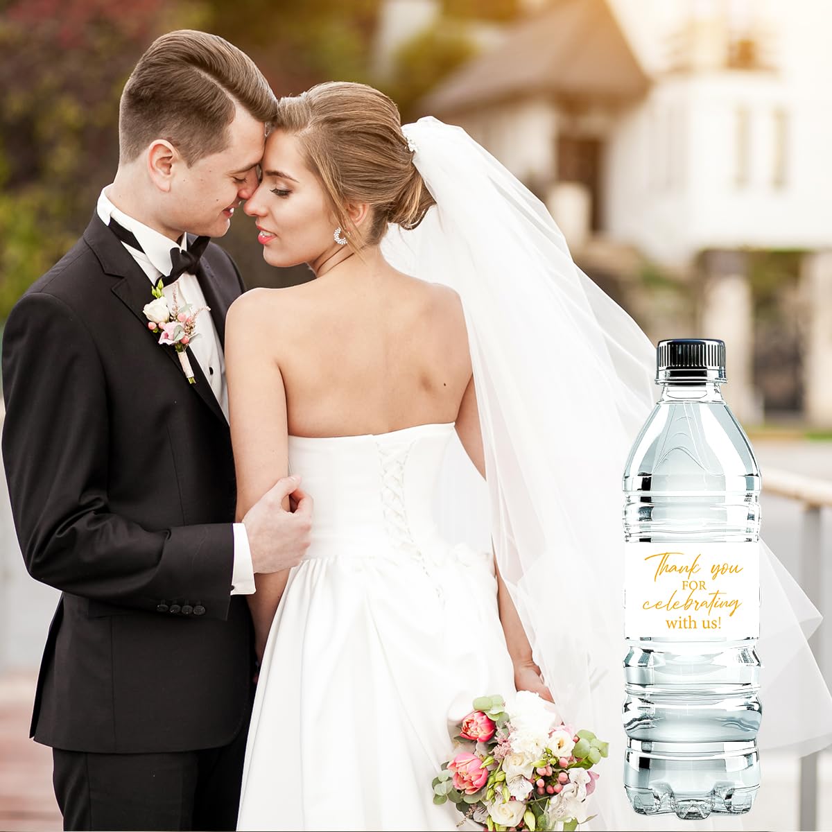 100 Pcs Wedding Water Bottle Labels Floral Wedding Bottle Stickers | Water Bottle Labels Sticker for Wedding Bridal Shower Prom Graduation Party Table Decoration Supplie BST326H