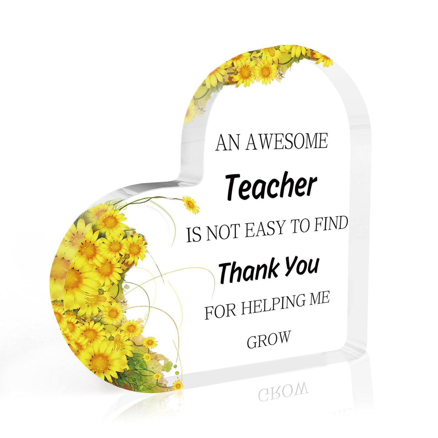 Teacher Appreciation Gifts End of Year Thank You Christmas Retirement Back to School Graduation Halloween Thanksgiving Teacher Gifts for Women Acrylic Plaque Decor with Sunflower for Teachers BST326L