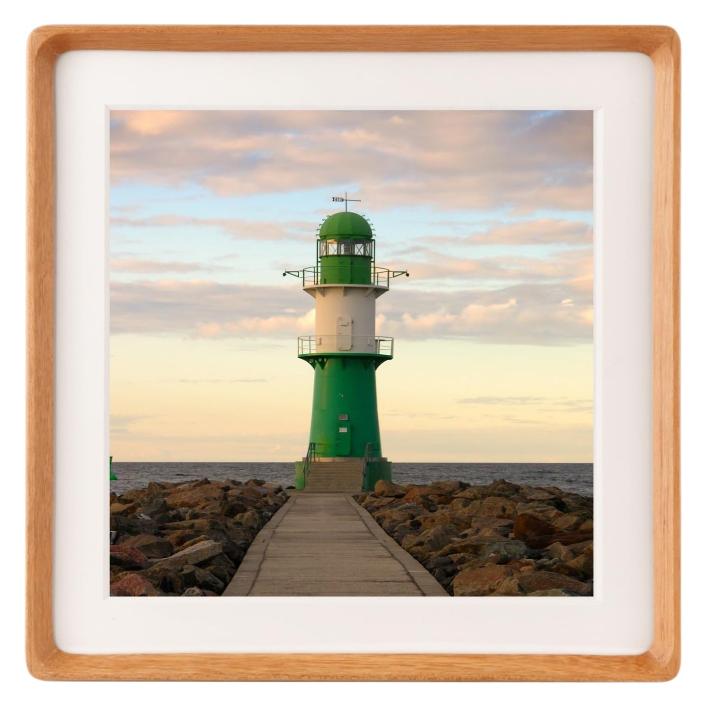 6x6 Solid Teak Wood Picture Frame Matted to 4x4 | Shatterproof Plexiglass, Mortise-Tenon Build, Horizontal & Vertical Tabletop Wall Mounting Square Display Frame BST220