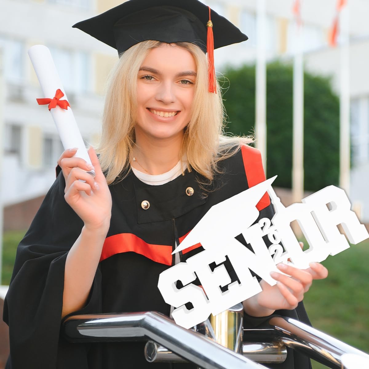 Senior 2026 Sign Graduation Decorations Class of 2026 Photo Booth Props First Day of School Wood Cutout Sign Senior Graduation Party Decor Grad Party Supplies BST326H