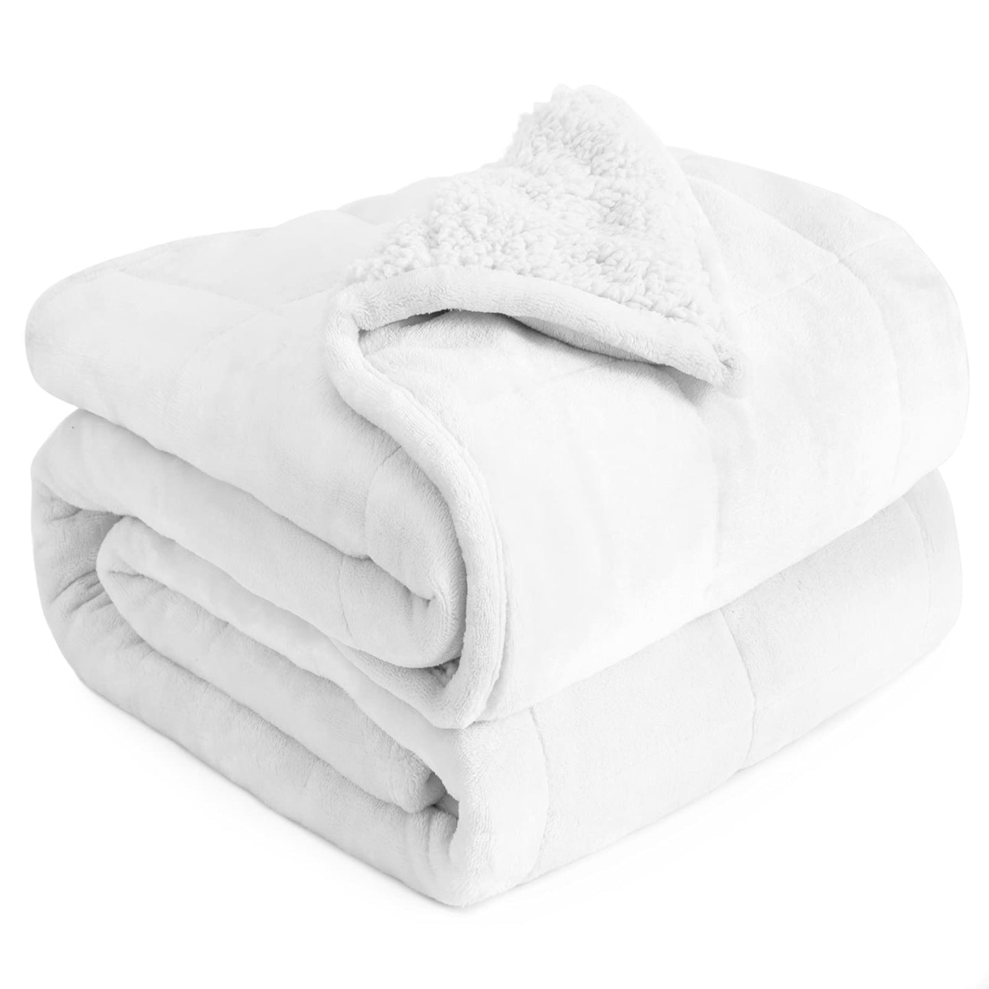 Cottonblue Sherpa Fleece Weighted Blanket for Adults 15 lbs 48x72in Soft | Cozy Flannel Weighted Throw Blankets Full Size for Calming Sleeping Relaxing, Warm Fuzzy Bed Sofa Heavy Blanket Washable,Grey BST202
