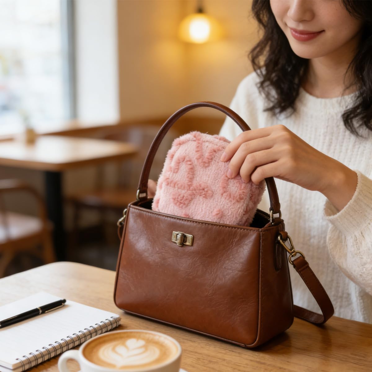 2 PCS Fluffy Heart Makeup Bag Cute Plush Coin Wallet Fashion Cosmetic Organizer Pouch with Zipper Portable Travel Make up Toiletry for Women Girls Valentine's Day Mother's Day, Birthday（Large + Small） BST326L
