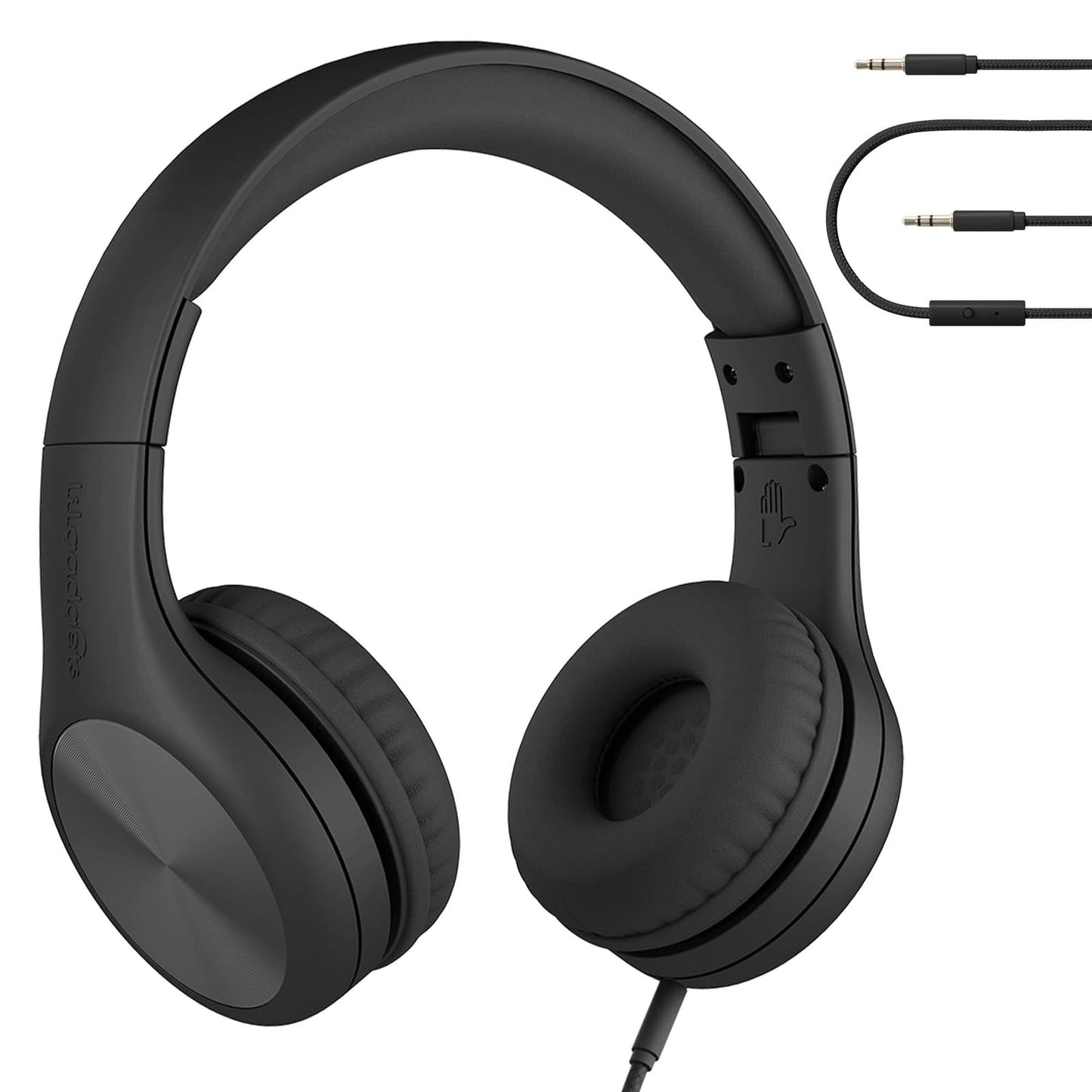 LilGadgets Connect+ Pro Wired Kids Headphones for School with Microphone, Volume Limiting Over-Ear Headset with Cord, SharePort Technology & SoftTouch Padding, Blue