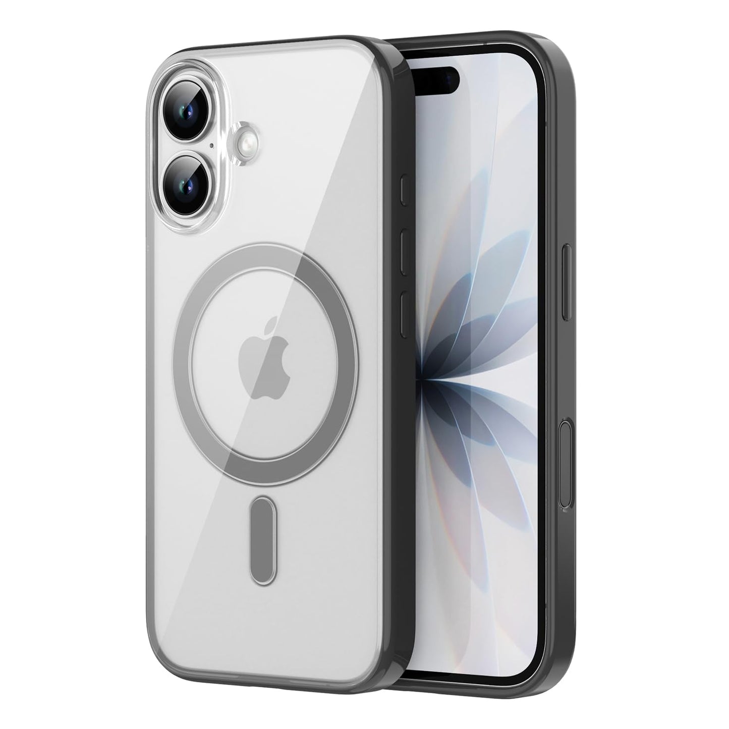 PULOKA for iPhone Case Compatible with Magsafe, Color Bumper & Clear TPU Back Hybrid Shockproof Cover (White, iPhone 16 Pro Max) WN420