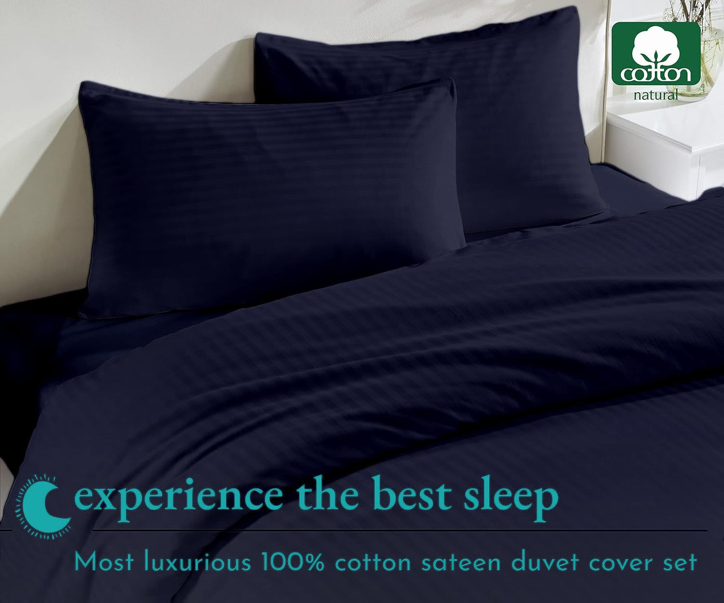 100% Cotton Oversized King plus 3 Piece Duvet Cover set 128x120 inch Breathable Luxury Soft & Cozy | Durable and Fade Resistant | Double Hem-Stitched Sateen Weave (Oversized King plus, White) BST220