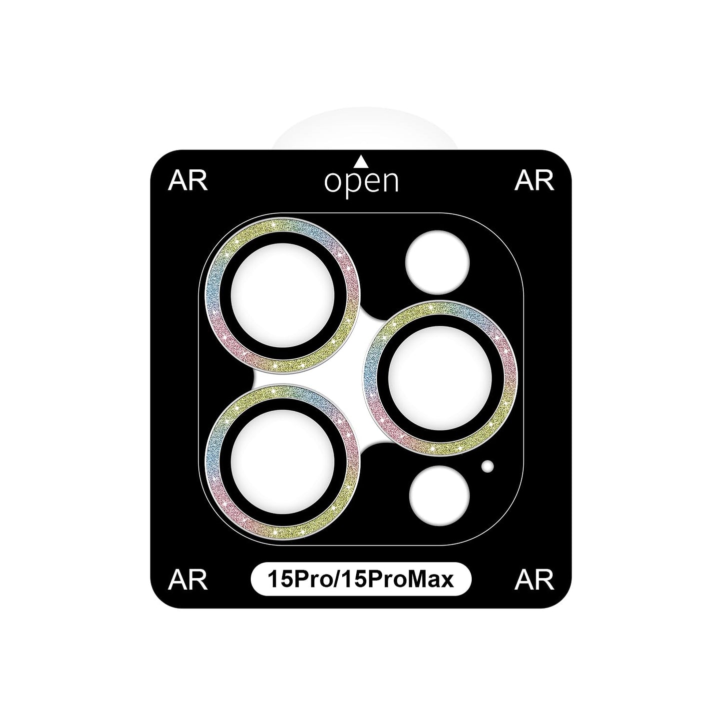 LONLI - for iPhone 16 Pro | 16 Pro Max - Triple Individual Camera Lens Protector - Rainbow Holographic Glitter WN420