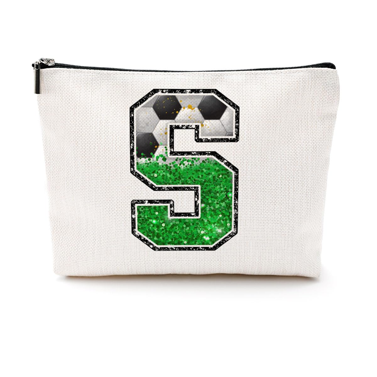 Soccer Gifts Initial Makeup Bag Soccer Girl Gifts Cosmetic Bag Letter D | Monogrammed Zipper Pouch Soccer Accessories for Girls Women Player Coaches Friend Graduation Birthday Gifts BST202