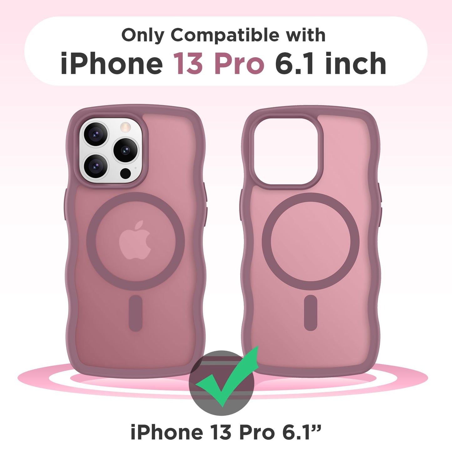Magnetic for iPhone 13 Pro Case, Compatible with MagSafe Cute Wave Non-Slip Translucent Matte Easier Grip Shockproof Phone Case for iPhone 13 Pro, Black WN420