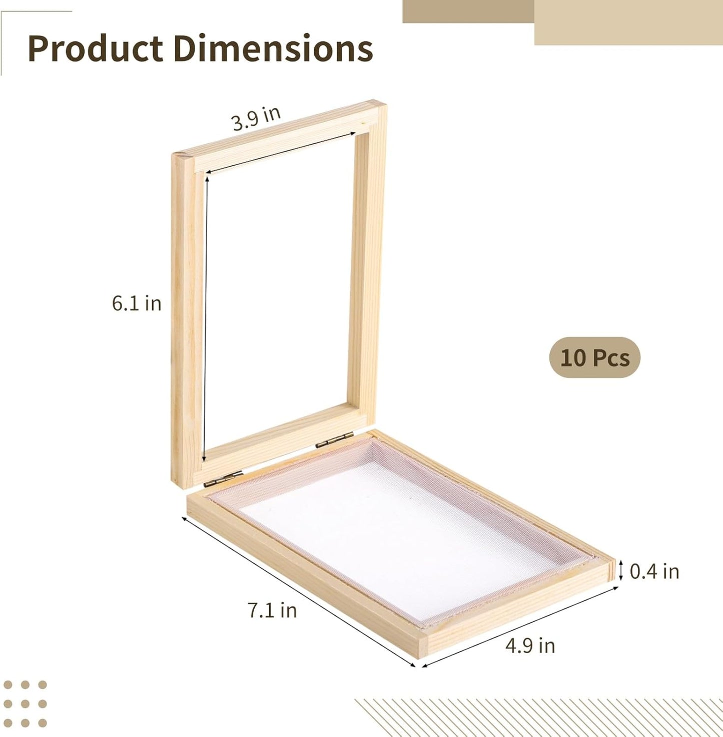 Homaisson 10 Pcs Paper Making Frame Kit - 5''x7'' Paper Making Screens N27