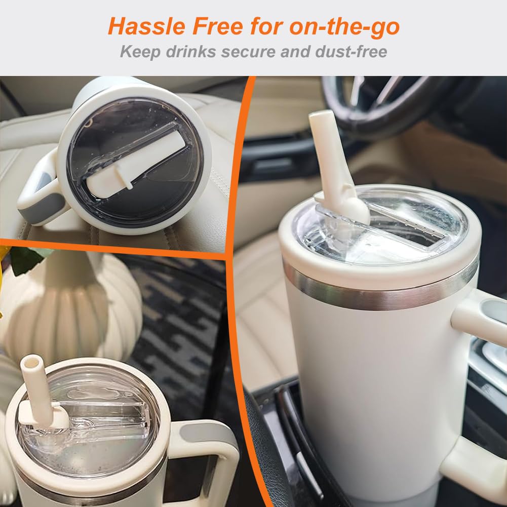 2-Pack Leak Proof Lid Replacement 40 oz, Only Fit for Stanley Quencher H2.0 Tumbler, Reusable Flip Straw Lid Top Cover for Stanley 40oz Cup Accessories, Replacement of Leaking Original Lids, Black BST326H